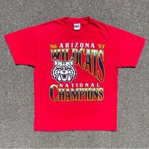 Vtg 1997 Arizona Wildcats National Champions T-shirt L Hanes Heavyweight NCAA
